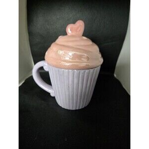 Sheffield Home 3D Figural 18oz Ceramic Cupcake Mug w/Icing Heart Lid